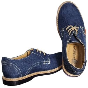 Men's Navegante Nautical Lace-Up Size 25/7.5 Shoes Blue Denim  - EUC